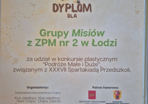 Kolorowy dyplom za udział w wydarzeniu.